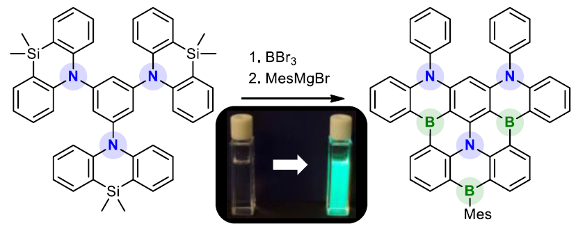 Borylation and rearrangement reactions of azasilaanthracenes to afford B,N-doped nanographenes (Y. Olivier <a href="/UNamur/">UNamur</a> and <a href="/MWagnerLab/">WagnerLab</a>): chemrxiv.org/engage/chemrxi… (<a href="/ChemRxiv/">ChemRxiv</a>).