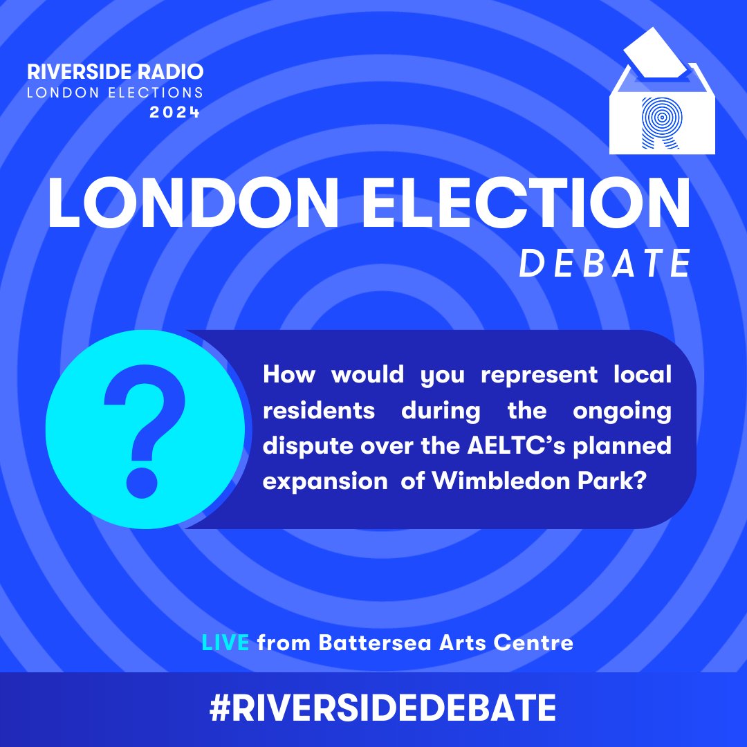 Next Question ❓ of the LONDON ELECTION DEBATE at @battersea_arts Centre tonight Tune in NOW and follow the debate with #RiversideDebate #RiversideRadio #SouthWestLondon #SWLondon #LondonElections2024 #LondonElects