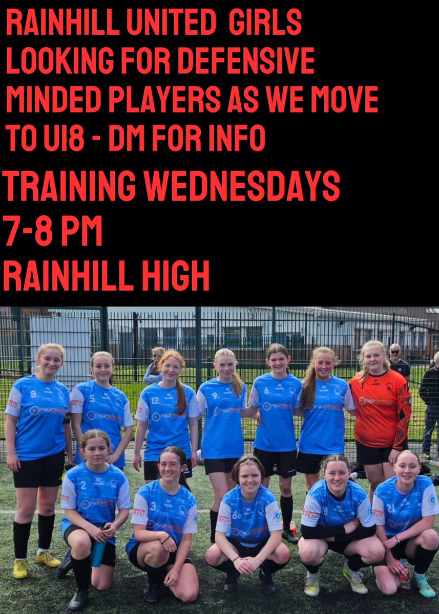 We are looking for defensive minded players to join us as our girls team goes up to U18 next season. Drop us a DM for more info ⚽️