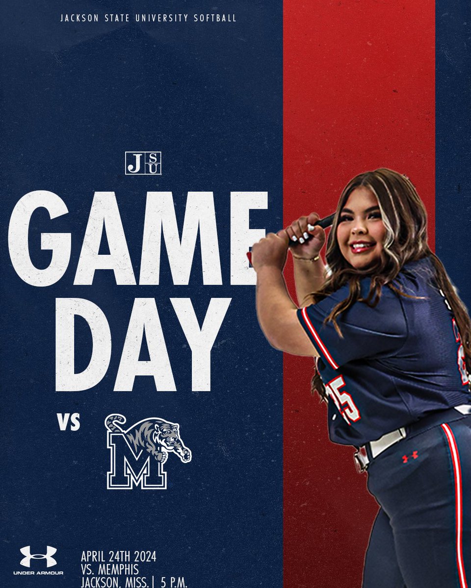 It’s game day at the JSU Softball Field🥎 The Tigers host Memphis tonight at 5pm! Meet us there‼️ #TheeILove | #SWACSB | #GoJSUTigersSB🐅