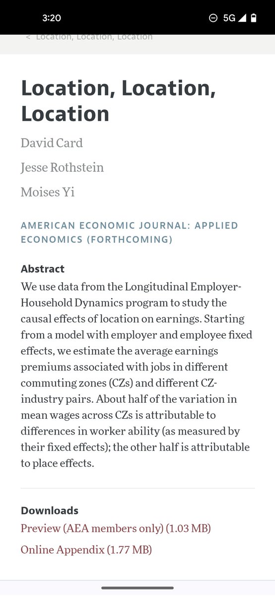 The place premium is huge. In an LMIC context, this should make u care about labor mobility (a la @LantPritchett, @m_clem & others). It should also make u care about LMIC urbanization. As cities are basically pockets of high-productivity in otherwise low-prod places.…