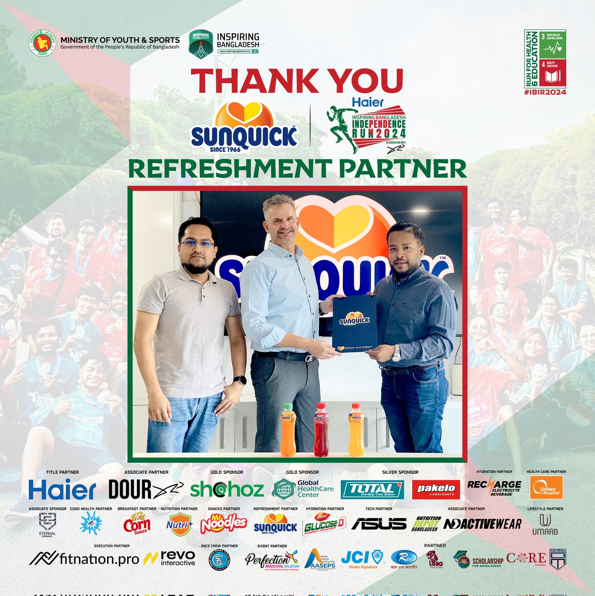 Haier Inspiring Bangladesh Independence Run 2024 in Association with DOUR.  

#marathon #Haier #Shohoz #Dour #TotalTools #UnitedHospital #GlobalHealthCareCenter #Pakelo #Nestle #Unilever #DaburGlucose #EternalCeramics #RechargeElectrolyteBeverage #Sunquick #NDactivewear #Run