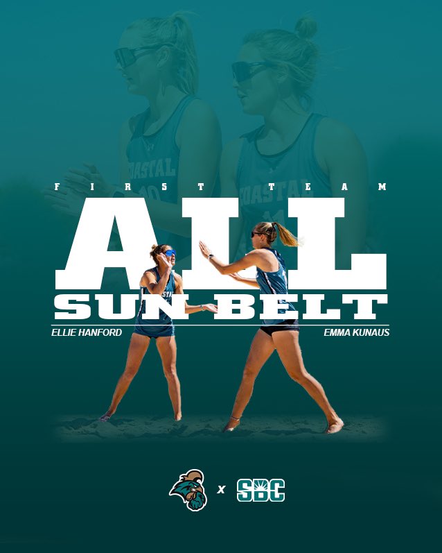 𝗚𝗿𝗲𝗮𝘁𝗻𝗲𝘀𝘀 𝗮𝘁 𝘁𝗵𝗲 𝟯𝘀 💪 Congratulations to @Elliehanf and @emma_kunaus on earning First-Team All-@SunBelt honors! #TEALNATION #ChantsUp