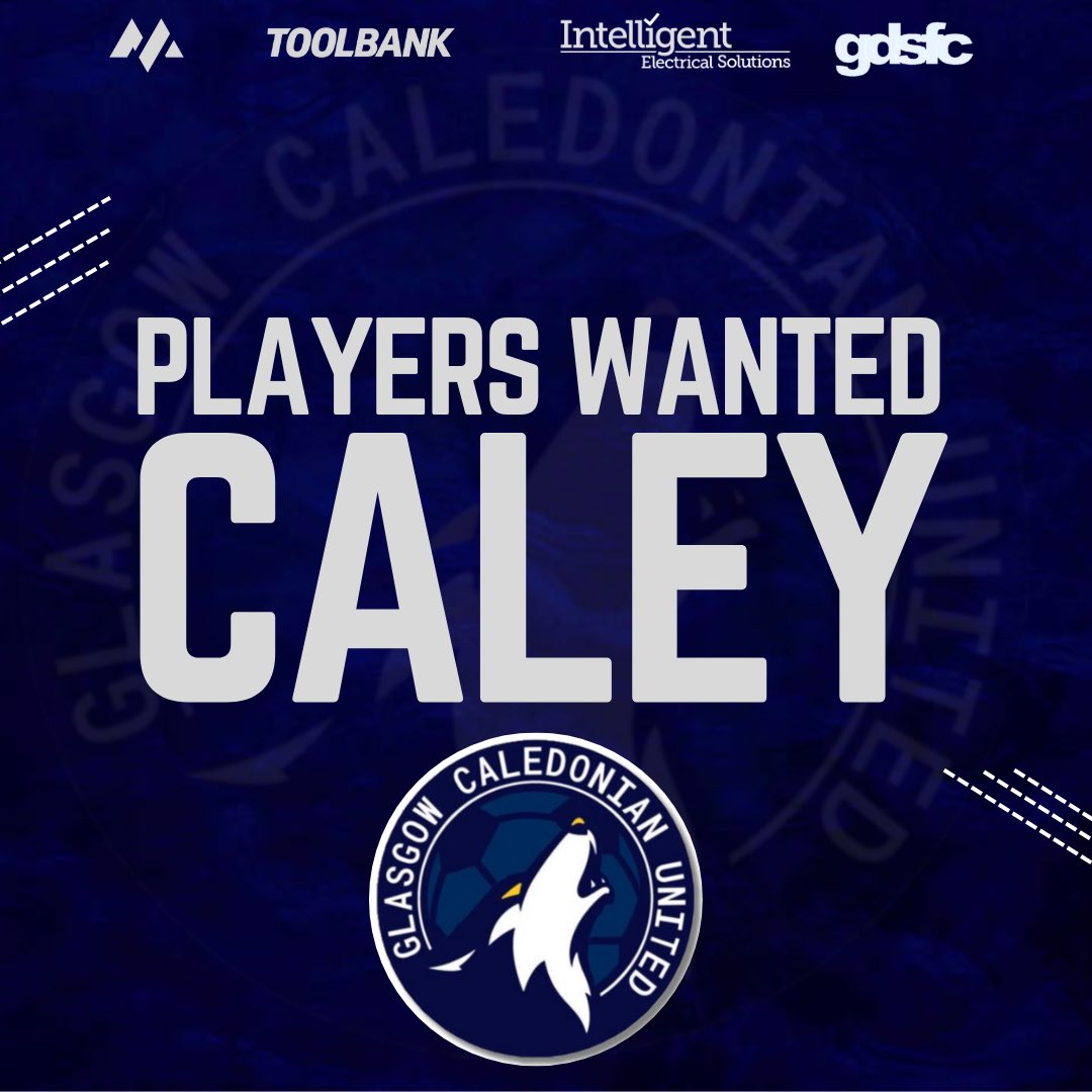 PLAYERS WANTED Glasgow Caledonian United are on the search to add some quality and experience to our squad as we look ahead towards next season. Training sessions are Tuesday’s and Thursday’s in central Glasgow. Matches played in @GDSFC2008 Message the page for more info!