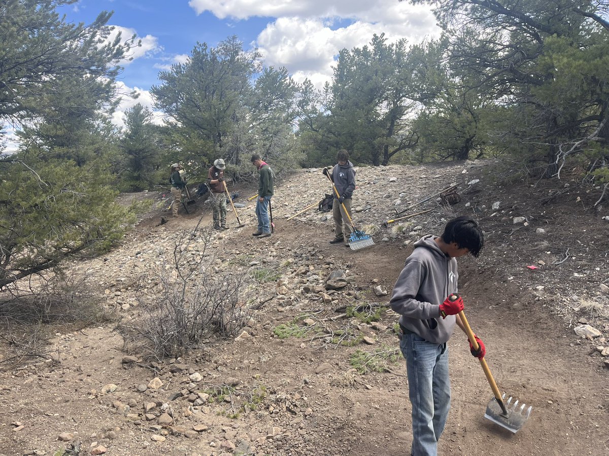 EcoRangers finishing up 980 feet of new trail to connect Racetrack trail and Dead Bird Trail in Salida Colorado. Thanks to Cat Gruener of Salida Mountain Trails for the training. #AmeriCorpsWorks #NationalServiceWorks #ServeNM