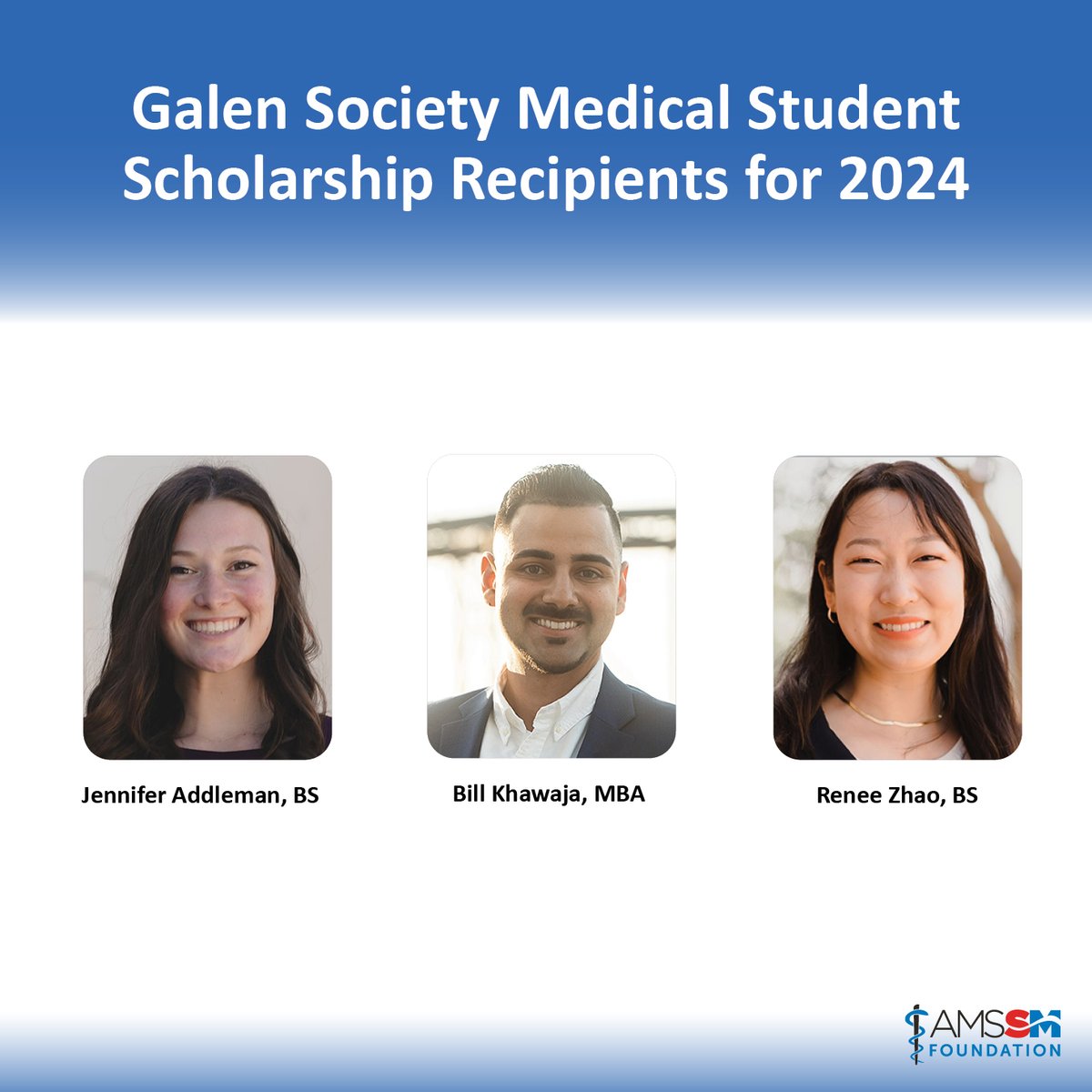 The recipients of the 2024 Galen Society Medical Student Scholarship awards were announced last week during #AMSSM2024. Congratulations to this year's winners! 👏👏