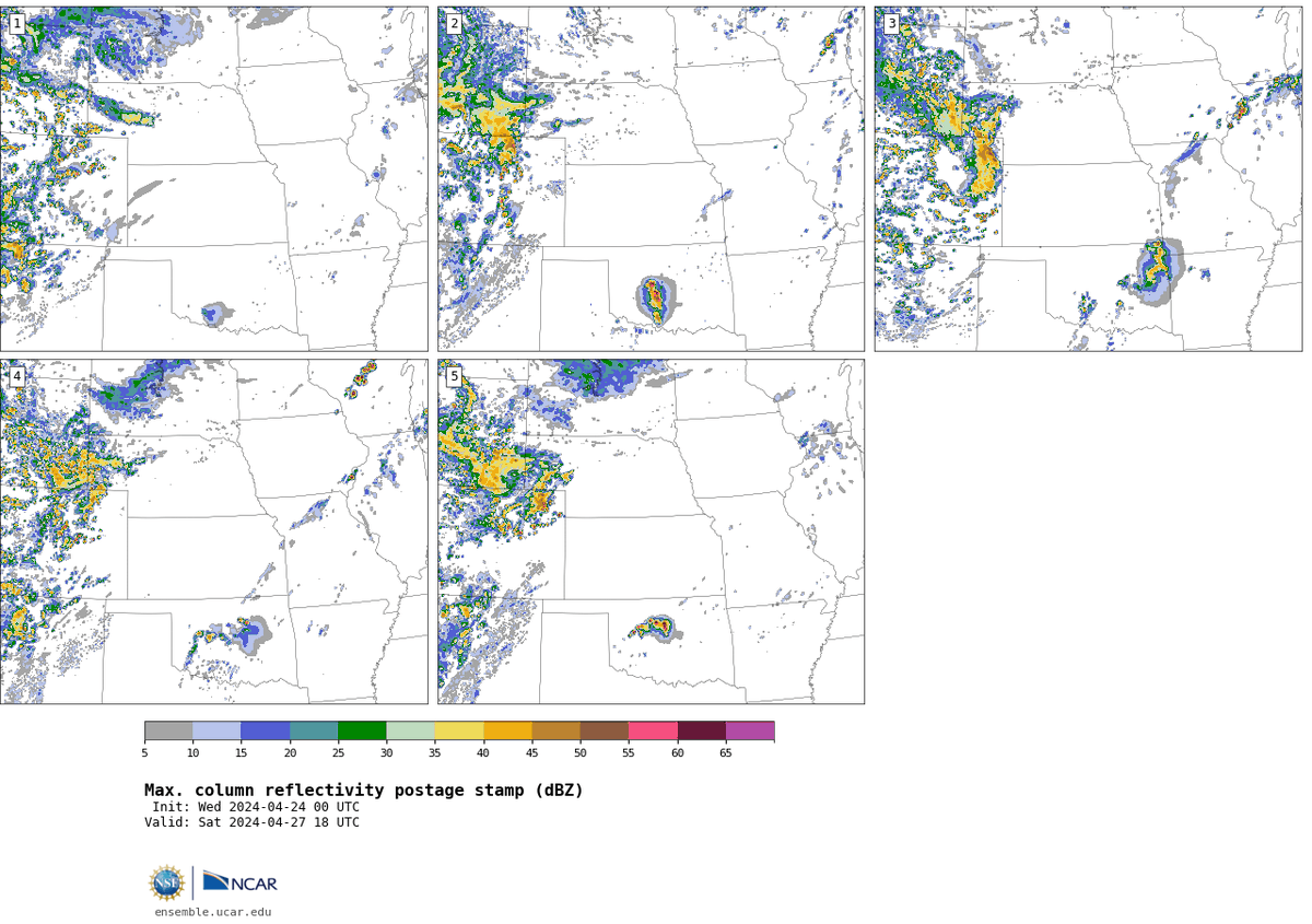 Day 4 MPAS does indeed show early convection across parts of Oklahoma Saturday afternoon. Much less coverage than a lot of the global guidance, but could still be quite impactful to the setup, with its remnant cold pool screwing over instability for the 20-00z timeframe.