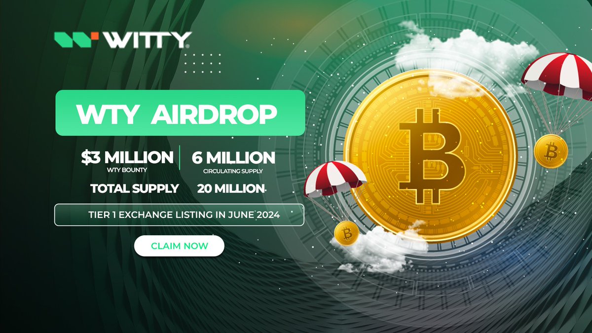 Airdrops are one of the fast ways to make your first $10K
Here's one Airdrop Bounty you can participate in for $0. It is absolutely free! 
@thewittytech001 is giving away $3 Million WTY Airdrop Bounty giveaway

Sign up now to become eligible: upvir.al/ref/6629396308
#WTYAirdrop
