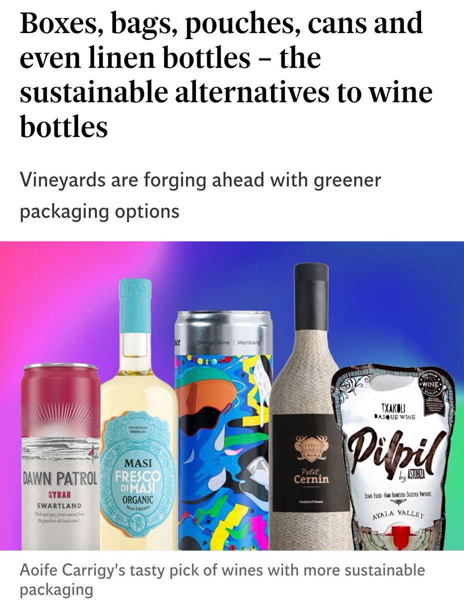 Such a fitting article during #EarthWeek from @AoifeCarrigy_ I love alternative packaging! A shift in mindset of what we consume our wine from is key 🍾