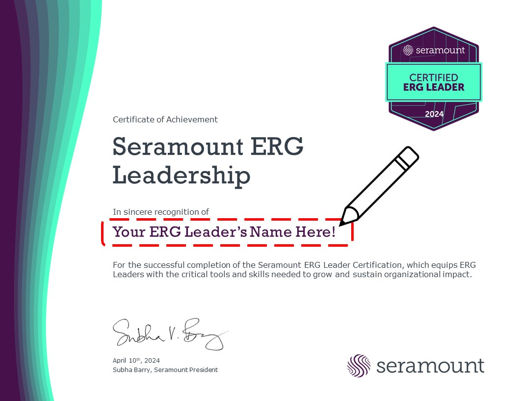🎓 Elevate the impact of your organization's #ERG leaders with #Seramount's #EmployeeResourceGroup Leader Certification! 🌟 Enroll now and unlock your organization's full potential: bit.ly/3VZbzLF #ERGLeadership #ERGLeaderCertification #DigitalLearning #HR #talent