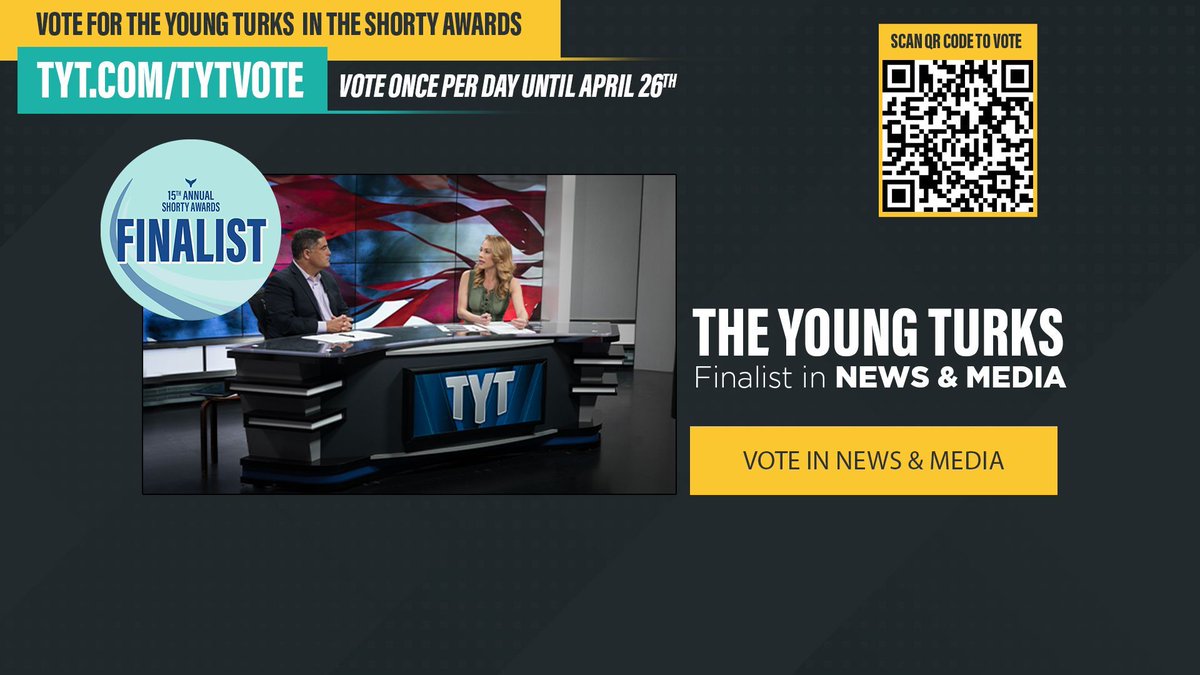 Vote daily until April 26th to help The Young Turks win News and Media in the @shortyawards ▶️ go.tyt.com/tytshortys