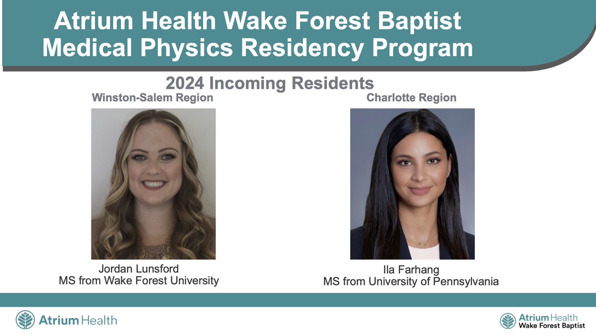 We are thrilled to welcome our incoming residents to the @AtriumHealth/@AtriumHealthWFB Medical Physics Residency Program! @LevineCancer @rdfoster88