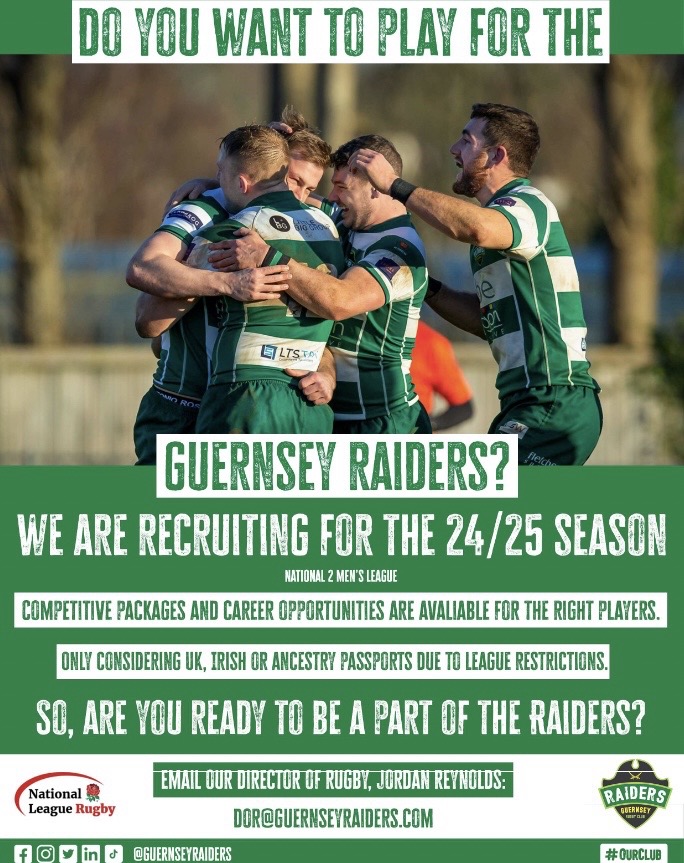 Guernsey Raiders are looking for players for the 24/25 season. All positions considered. Competitive package and career opportunities available. You must have British, Irish or ancestry passport. To apply or for more info contact dor@guernseyraiders.com