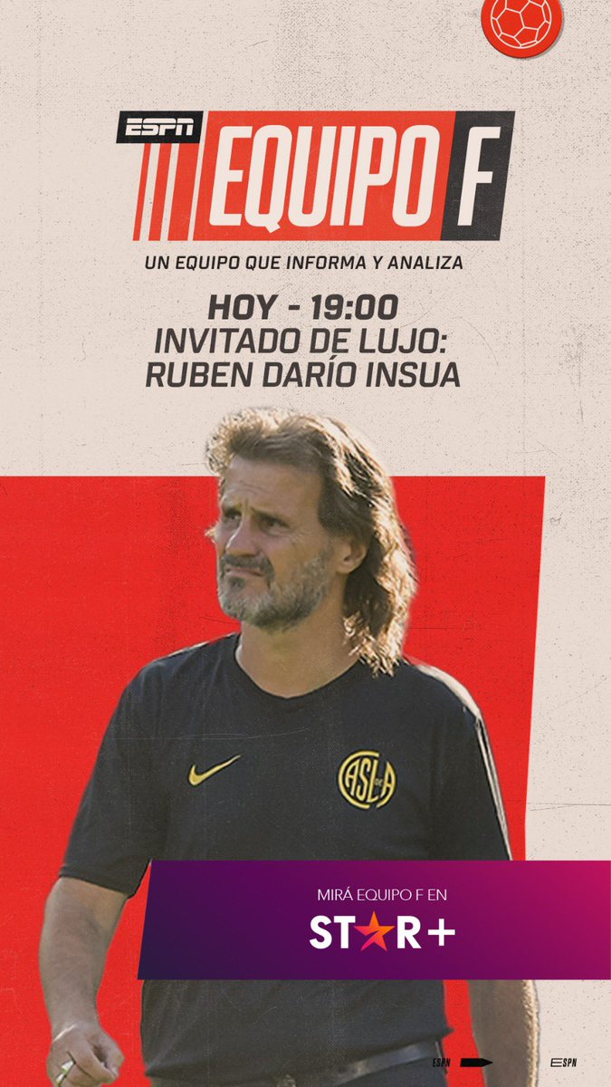 DebateSL's tweet image. 🎙️ Hoy, por primera vez después de ser desvinculado como entrenador de #SanLorenzo, hablará Rubén Darío #Insúa. 

📺 #EquipoF (ESPN)
⏰ 19:00