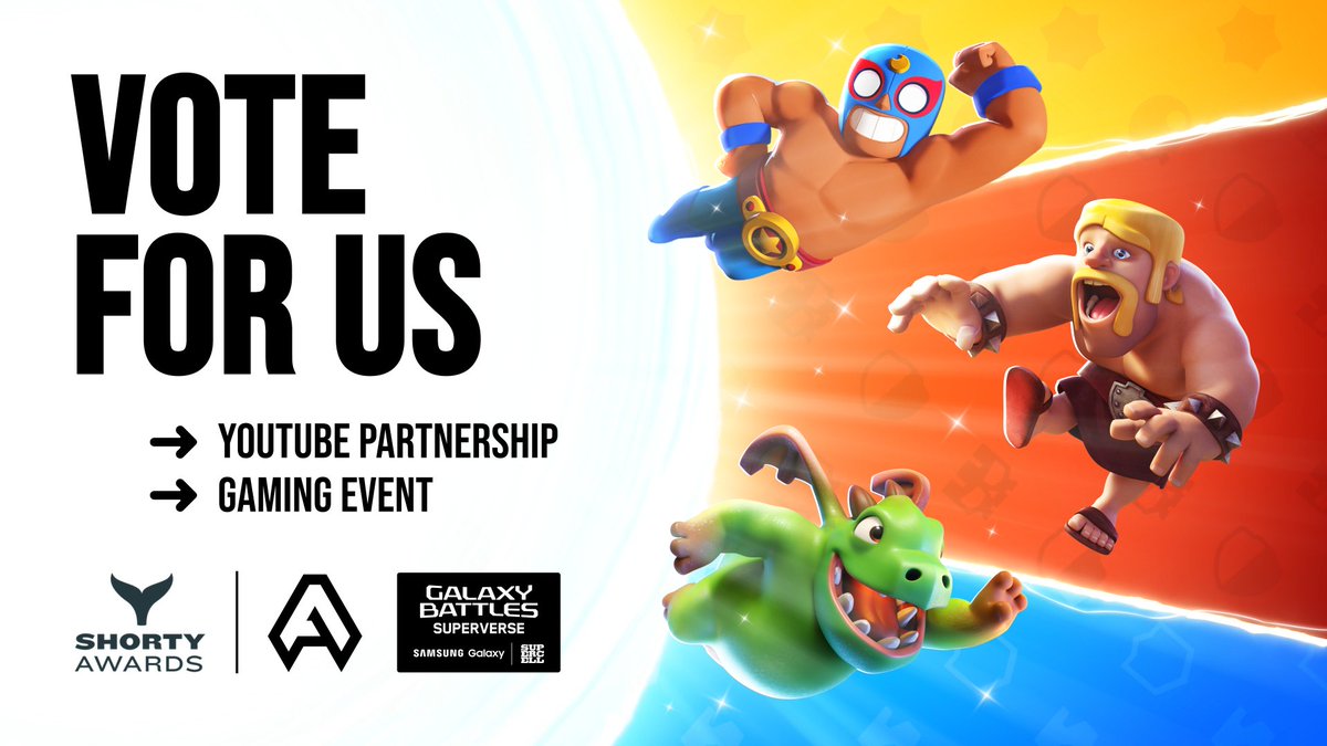 Hey, do you have a minute to give us a hand?🙏

We've been nominated for best YouTube Partnership & Gaming Event by the @shortyawards for Galaxy Battles: Superverse!

You can help us win with your vote until April 30th, so please take a minute to vote for us! 😉…