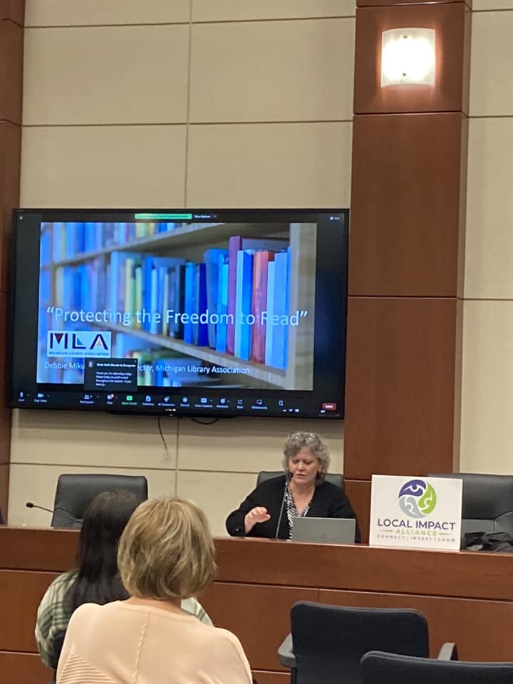 CComFoundation's tweet photo. Another invigorating discussion at Local Impact Alliance's Lunch &amp; Learn - Champion the right to read presented by Debbie Mikula, Executive Director of Michigan Library Association.
If you have a topic or speaker in mind , please reach out to Beth Meade at 734-495-1200. https://t.co/yHM5u0Bt8N