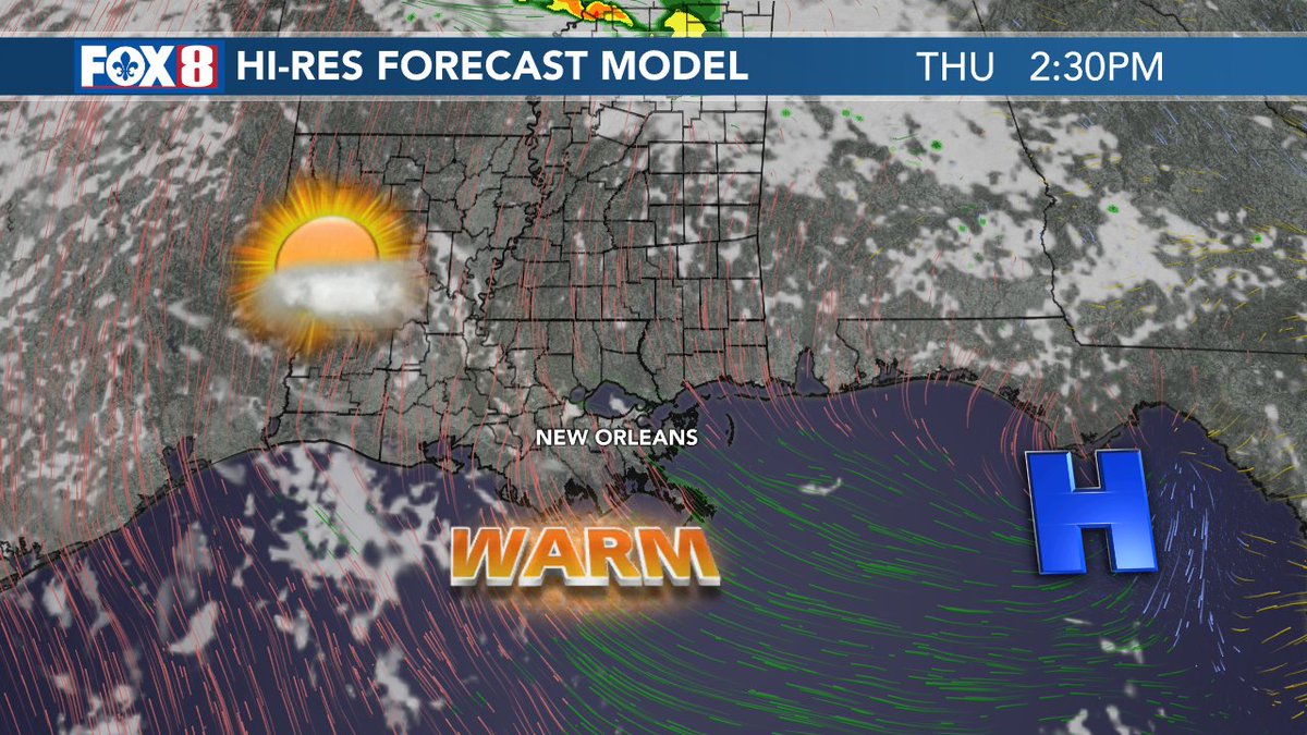 Bruce: More dry weather on the way as we see temps and humidity on the rise through the end of the week and weekend. Highs will top out in the mid to upper 80s. Sunscreen and hats in order for Jazz Fest and The Zurich Classic.