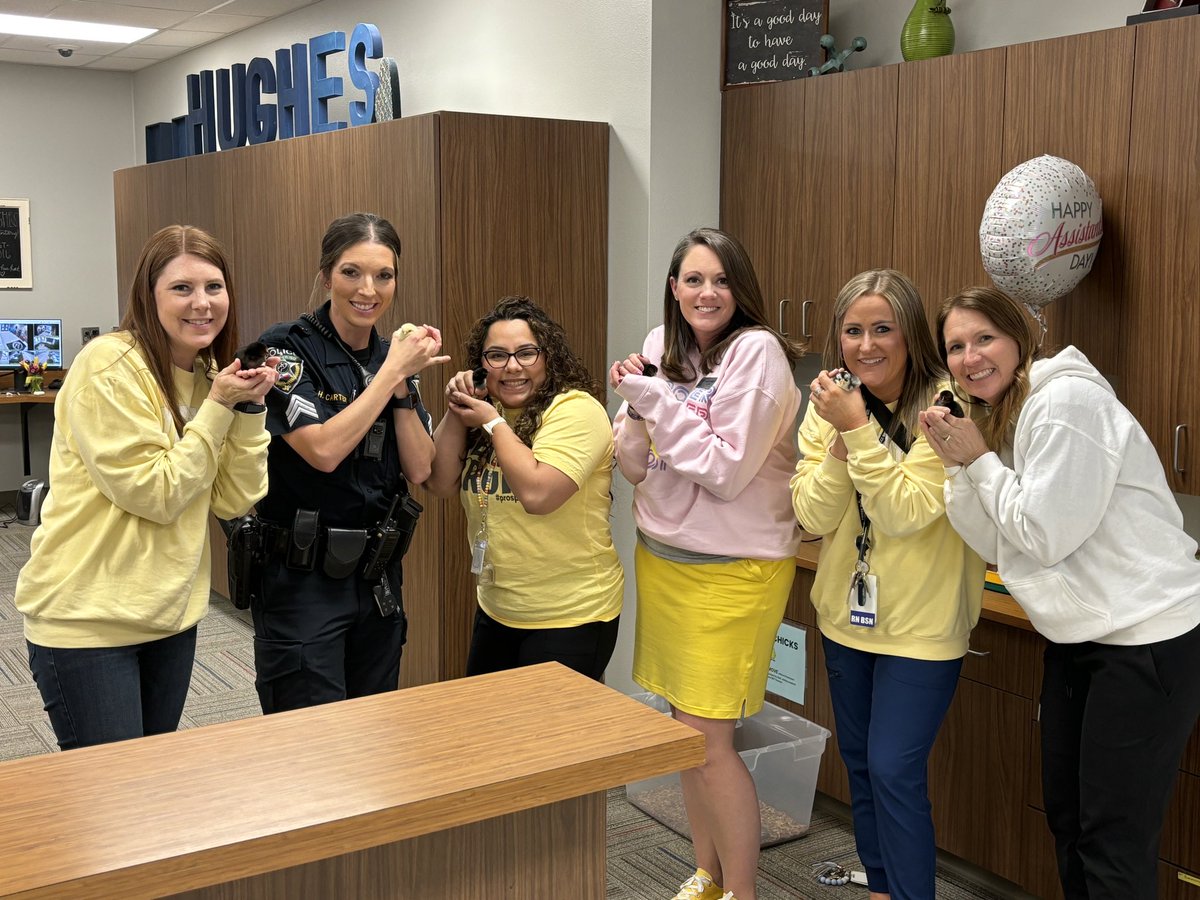 Happy Administrative Professionals Day to our @hugheselem, chick loving crew! (Plus our nurse and officer!) 💙 We could not have a better office team! 🫶🏼❤️