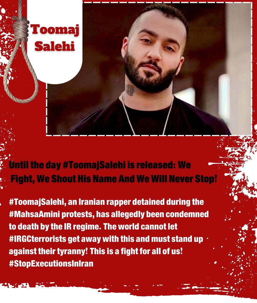 @USEnvoyIran @mamadporii Yr support+#CorruptIranPolicy’s emboldened IRI & #IRGCterrorists 2 more #CrimesAgainstHumanity+terror acts in Iran &🌎.
Move from words 2 action:
-stop supporting & funding IRI
-urge @EU_Commission @GOVUK @EUCouncil 2 list IRGC.
-support #IranRevoIution
#FreeToomaj
#ToomajSalehi