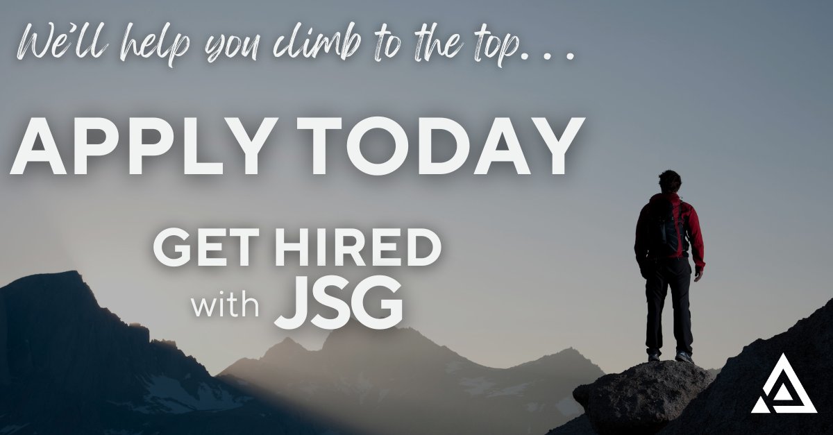 jsginc's tweet photo. We want to help you climb higher in your career. We have plenty of open positions across North America and we are ready to hire YOU! Browse our open positions here//bit.ly/2WqXsCi https://t.co/mPROFOYMzL