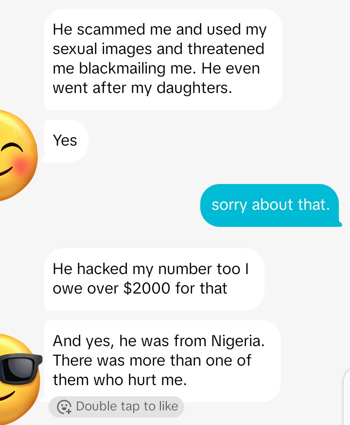 I met this beautiful Canadian on tiktok and we had the following conversation 👇 If you support yahoo boys,e no go better for you. Look at the money dey took from her 😭