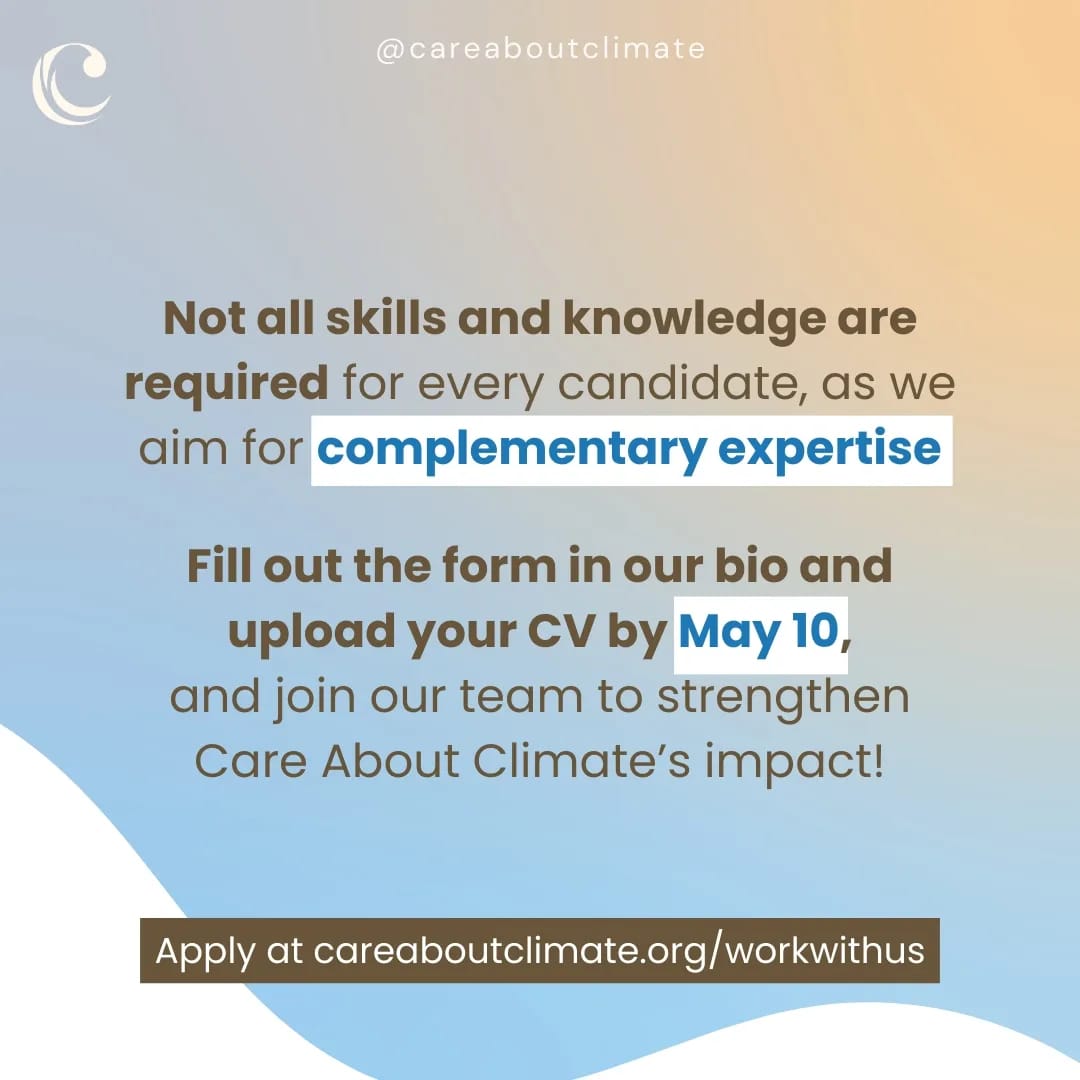 We're opening applications for Board of #Directors! Are you interested in supporting our youth team in their mission to empower young people? We want to hear from you! Visit careaboutclimate.org/workwithus or bit.ly/3JTcuGh Do fill out the form by May 1Oth to apply!