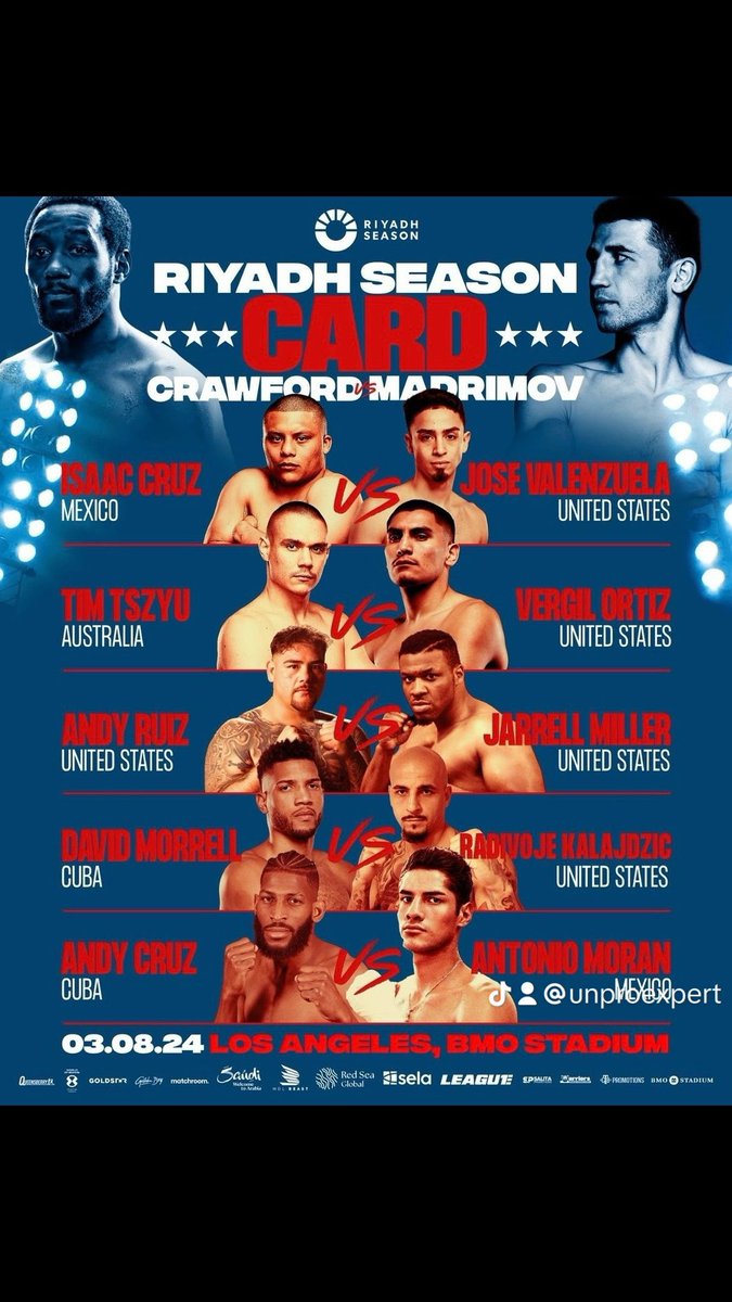 Huge Card 😤 And The Announcement Of The Return Of The P4P King: Terrence “Bud” Crawford 🥊🥊🥊 #boxing #unproexperts #applepodcasts #JMC #Davo #Podcast #TerrenceCrawford #IsaacCruz #VergilOrtiz #DavidMorrell #AndyCruz #LA #LosAngeles #California #Cali #Matchroom #DAZN