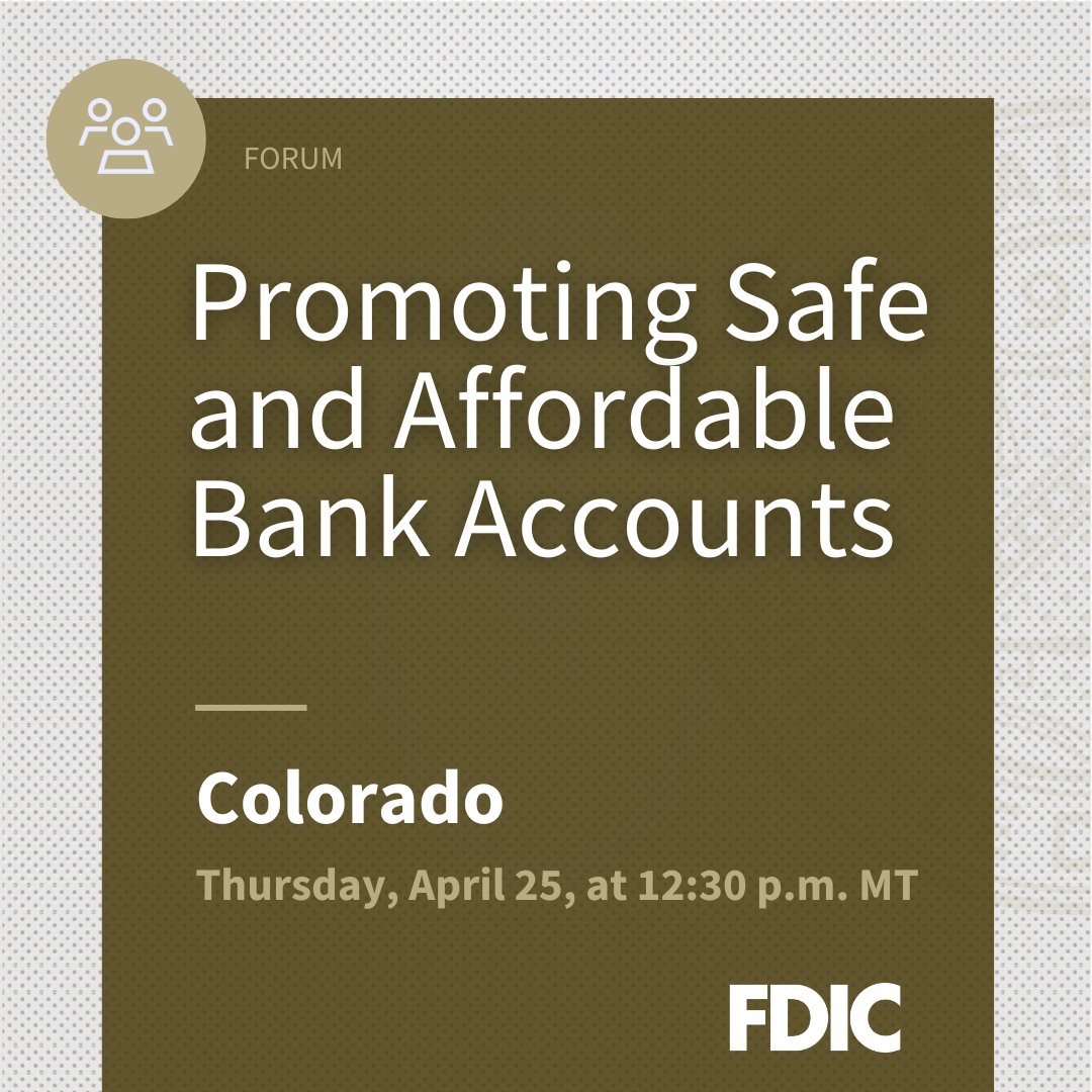 Let's work together to help lower-income communities in Colorado build financial health and wealth. Join us tomorrow to hear about strategies to overcome barriers and the state's new Pueblo Financial Empowerment Center. fdic.gov/resources/cons…