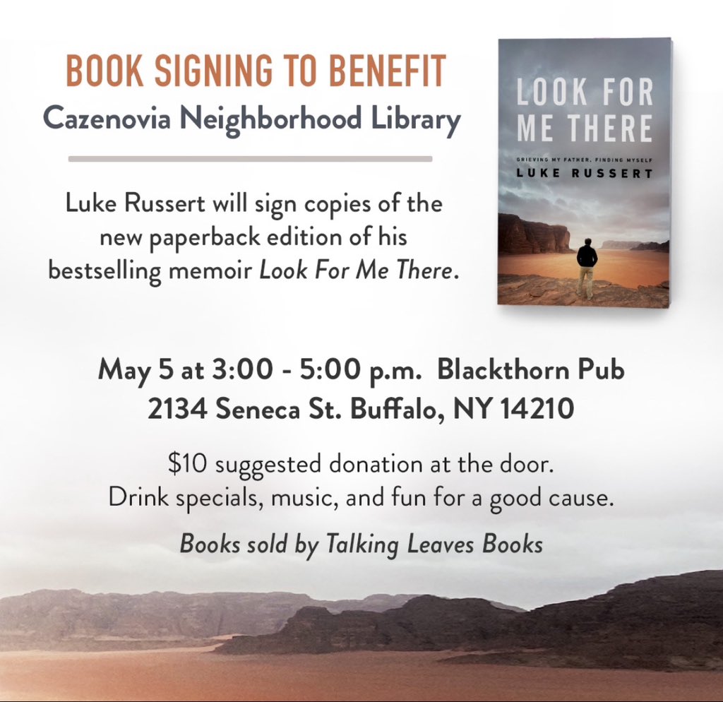 Thrilled to announce I’ll be back in God’s country, #BuffaloNY on #CincoDeMayo for the paperback launch of @LookForMeThere —we’re going to be raising funds for the Cazenovia Neighborhood Library in South Buffalo. In these times libraries have never been more important!