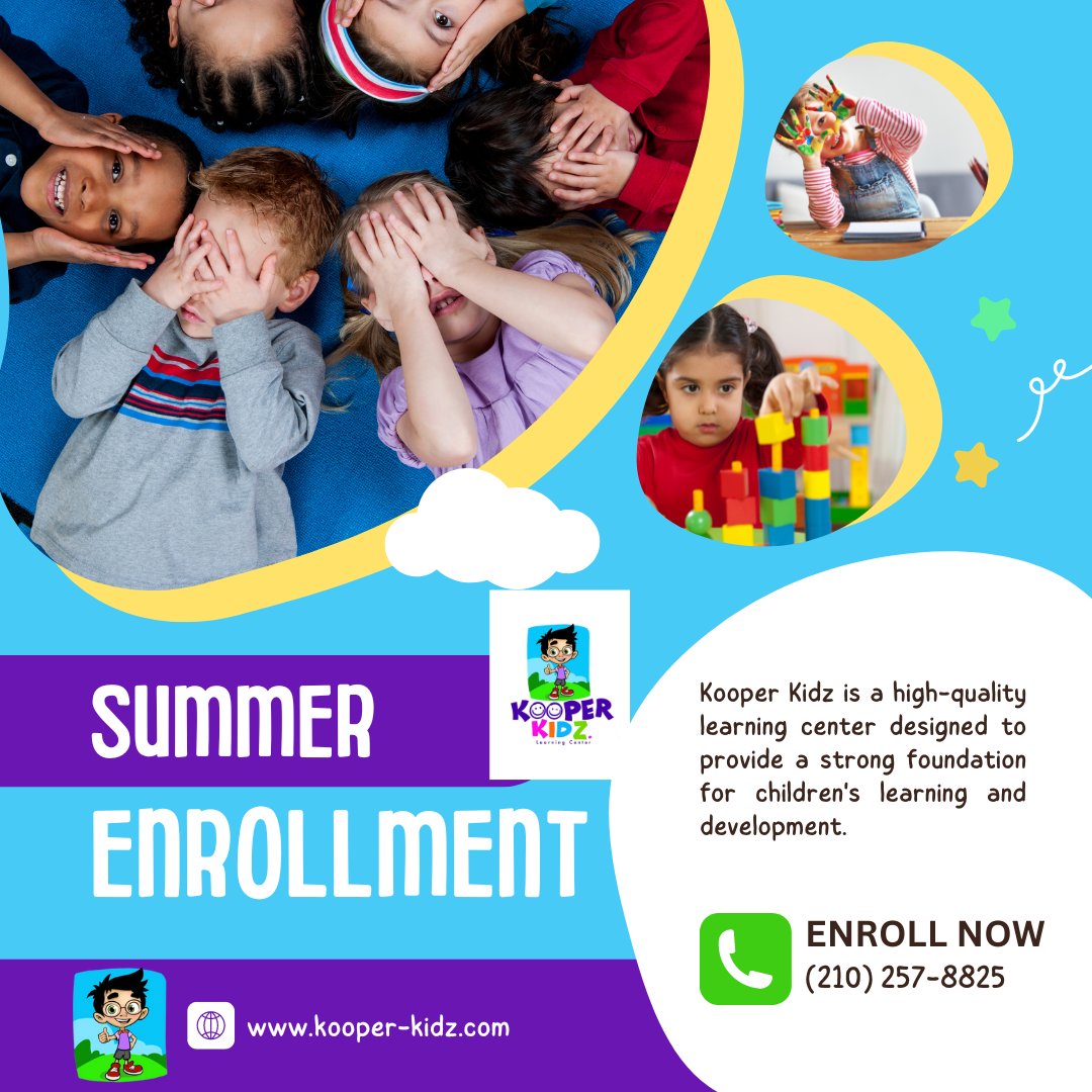 kooper_kidz's tweet photo. Join us for a summer of exploration and fun at Kooper Kidz! Enroll now to secure your child's spot and unlock a season of exciting learning experiences, friendships, and memories.
.
.
.
.
#KooperKidz #KooperKidzFamily #preschool #learningcenter #kids #SanAntonio #sanantoniotx https://t.co/KhAQmwzDMa