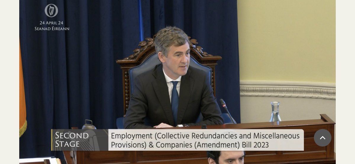 Chairing the Employment (Collective Redundancies and Miscellaneous Provisions) & Companies with the Minister of State Emer Higgins’s TD from the Department of Enterprise, Trade and Employment