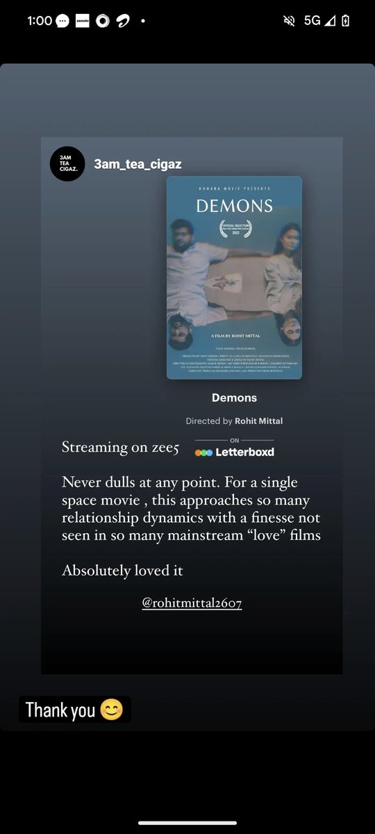 Some more love for Demons. 😊🤟🏽

Watch it now on <a href="/ZEE5India/">ZEE5Official</a> 

#Demons #film #zee5