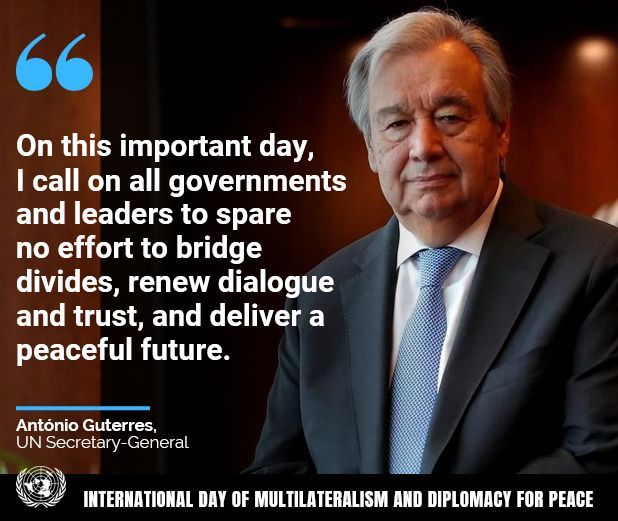 'We need to resurrect a new spirit of global cooperation to rebuild trust, heal divisions & place humanity on the path to peace. I call on all governments and leaders to spare no effort to bridge divides, renew dialogue & trust, and deliver a peaceful future' - @antonioguterres