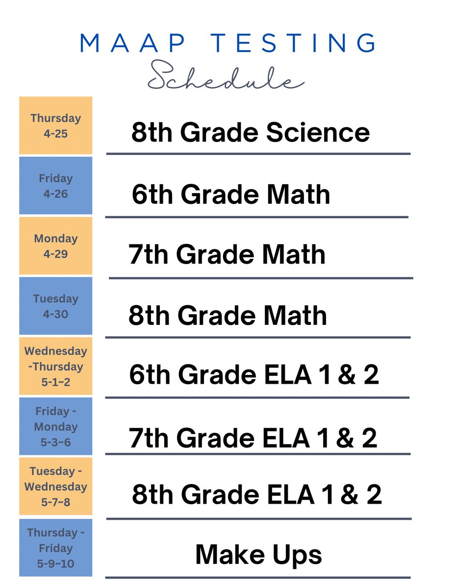 We begin MAAP testing TOMORROW!! Let’s do our best, and Charge Toward Excellence!! #TeamDCS #ChargingTowardExcellence