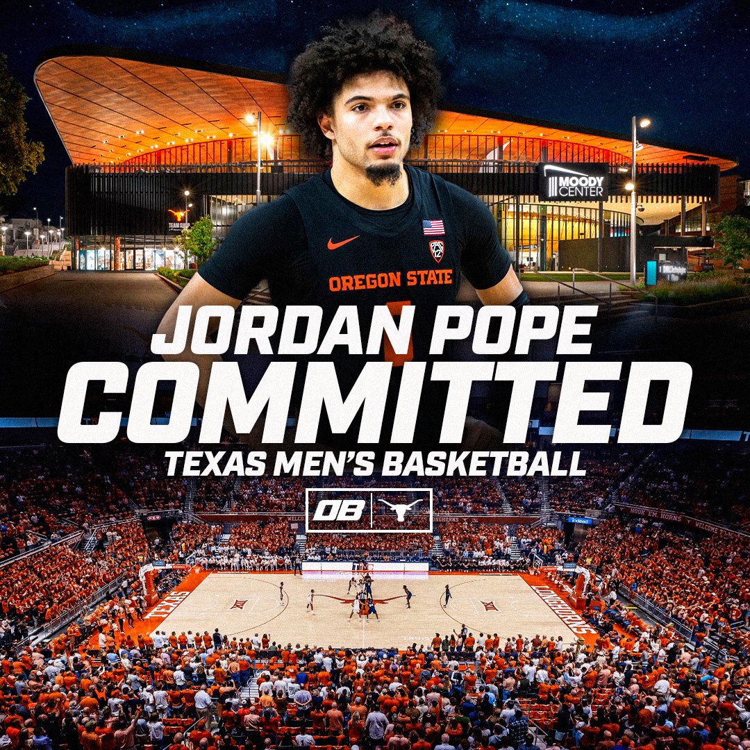 Jordan Pope has Committed to Texas! 🤘 As a Sophomore at Oregon State He Averaged: 17.6 points per game 3.4 assists per game 45.1 FG%