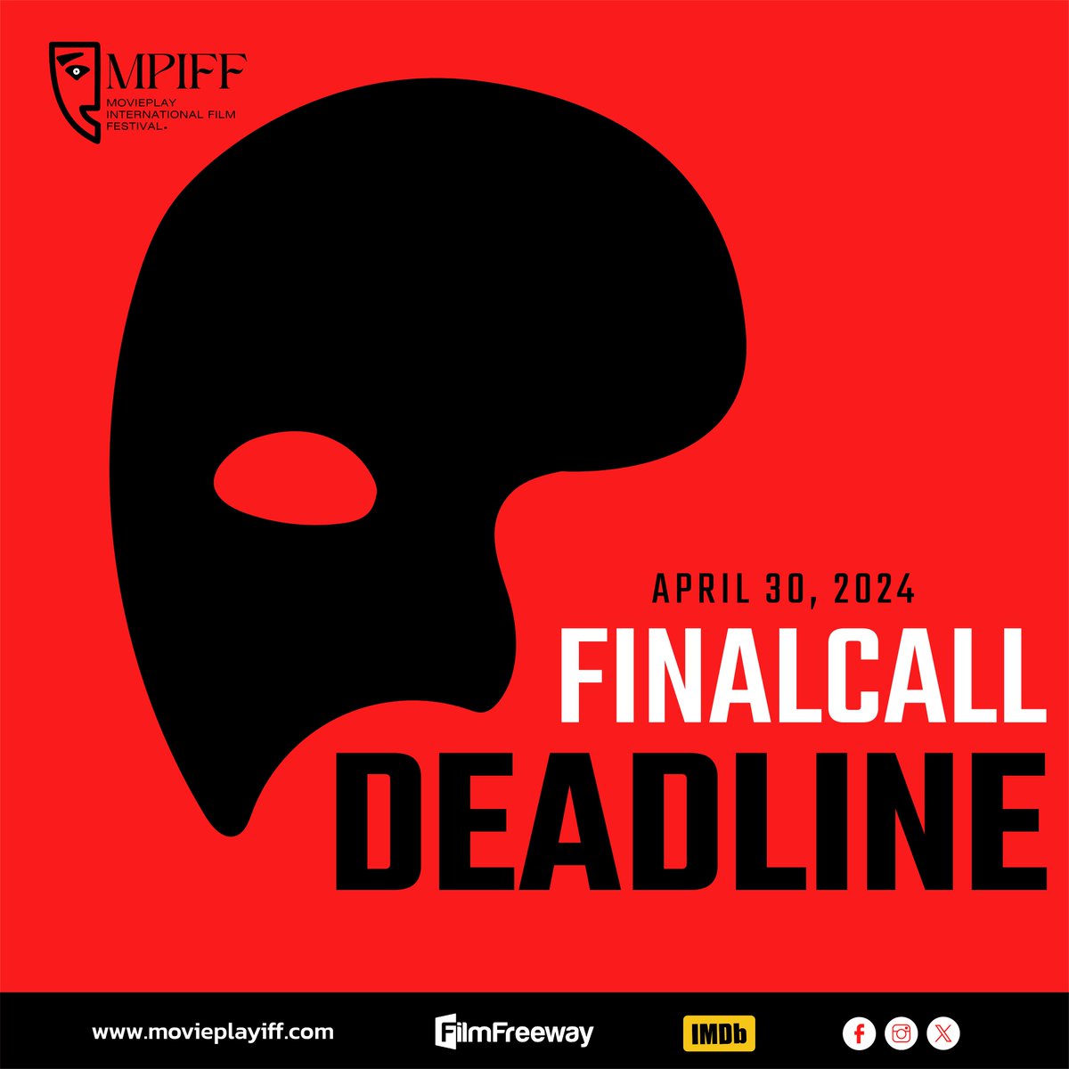 Final Call Deadline Today! Submissions via : filmfreeway.com/MoviePlayInter…