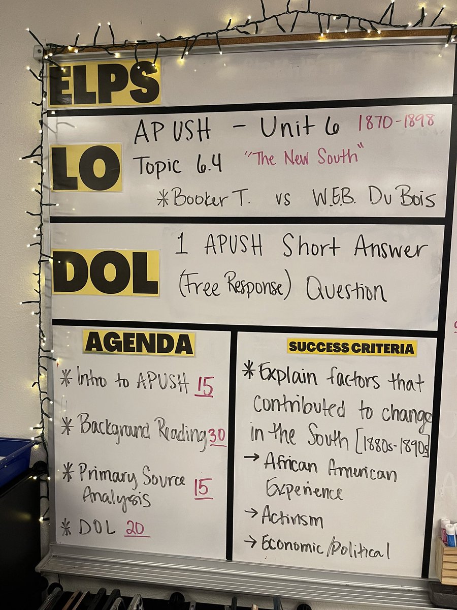 Today in 8th US History, we did our first AP US History lesson 🤩 We analyzed the leadership of Booker T. Washington & W.E.B. Du Bois in order to better understand the “New South” in the 1880s-1890s & the changing Black experiences during this time. @STAGinPG @MJJackson1906