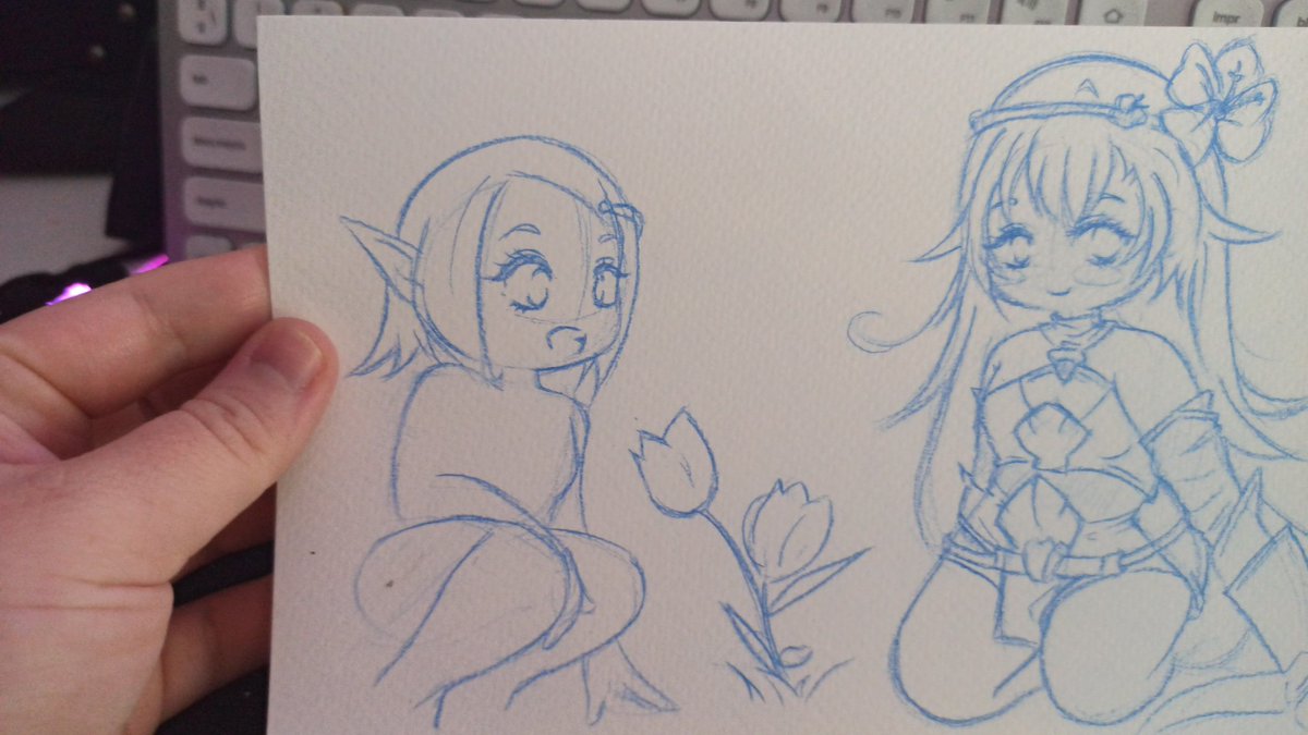 LorenRose1's tweet photo. Un petit dessin, dessiné pour moi et colorié à l'aquarelle pour @Jaguare19 💕💕 #wakfu #dofus #ankama #lovely #cute #kawaii #kawaiigirl #art #ArtistOnTwitter #artmoots #sketch #doodles #printemps 💕🌷💕🌷💕🌷 https://t.co/UmijLK46Zj