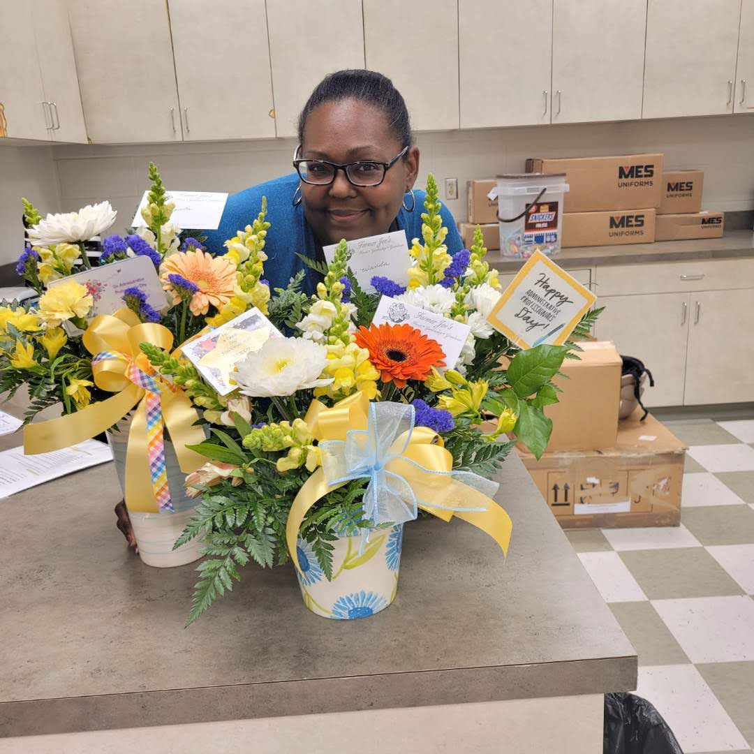 SurryCoSheriff's tweet photo. Happy Administrative Professionals Day!!!  These three women are responsible for keeping our Sheriff's Office running smoothly!  Enjoy your flowers!! https://t.co/C75kSFxUym