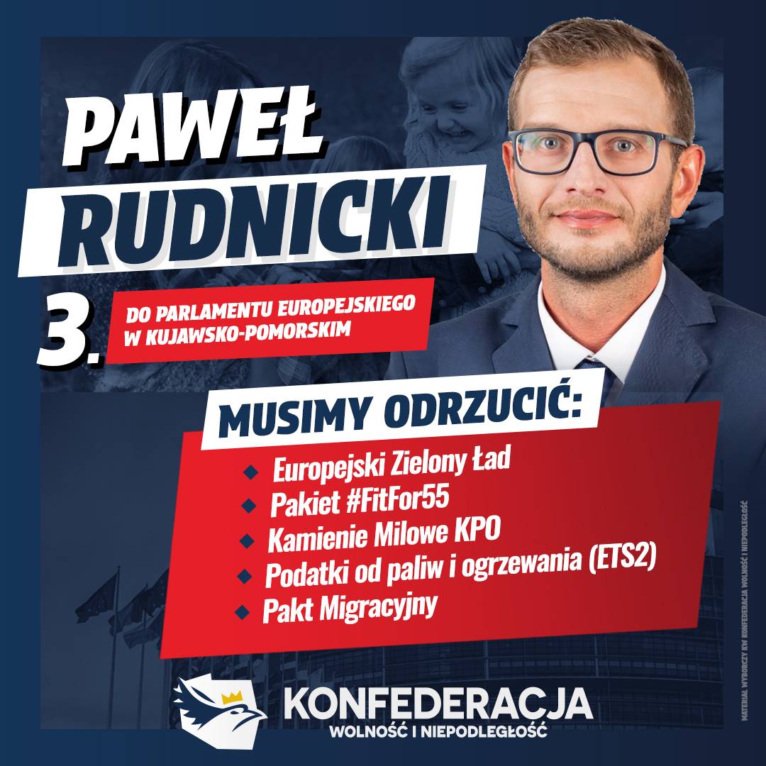 W nadchodzących wyborach do Parlamentu Europejskiego będę kandydował z 3-go miejsca z listy @KONFEDERACJA_ w woj. Kuj-Pom okręg nr 2. Jest to dla mnie ogromny zaszczyt. Polska potrzebuje polityków w PE, którzy będą głosowali zgodnie z polskim interesem narodowym 🇵🇱