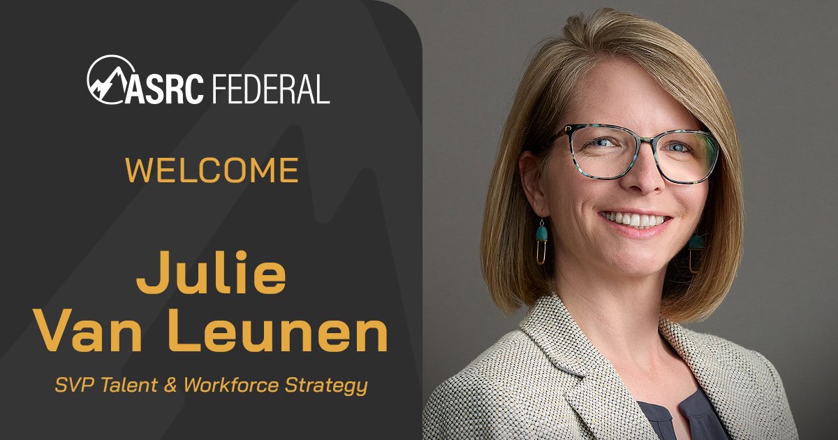 ASRC Federal welcomes Julie Van Leunen as SVP of Talent & Workforce Strategy. She brings almost 20 years of #HR experience, including #talent, career mobility, employee engagement expertise, and more. Julie will be instrumental in elevating #ASRCFederal's talent strategy.