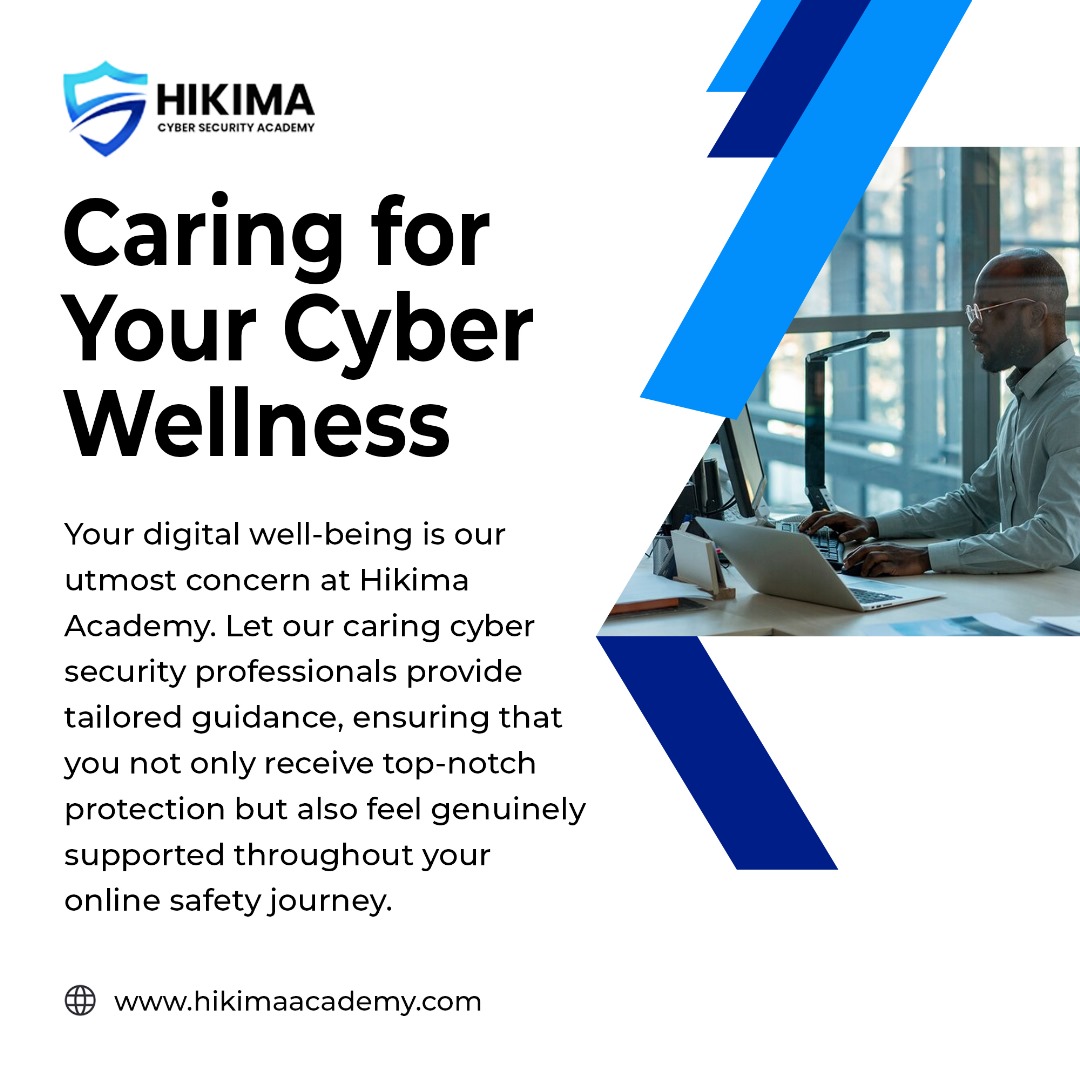 Protect your digital well-being with these essential cyber wellness tips from Hikima Academy. Stay safe, stay secure! 🛡️ #CyberWellness #DigitalSafety #HikimaAcademy #cybersecuritytips