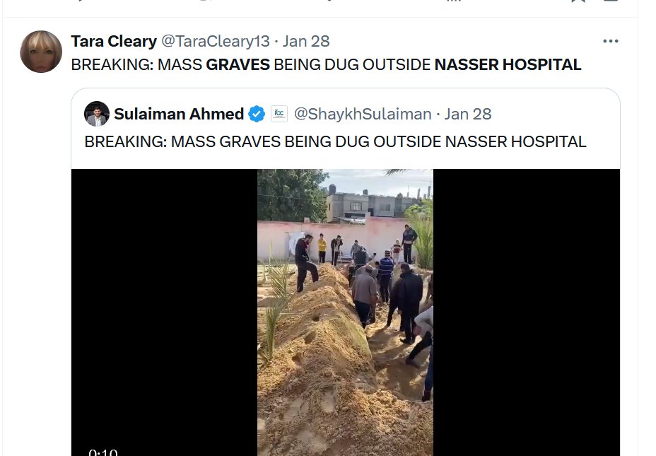 Remember this back in January? After Israel killed lots of Hamas terrorists at Nasser hospital the Palestinians cried massacre and dug mass graves? Well now they are pretending to find them and want you to believe the Israelis dug them. They really think you are that stupid.