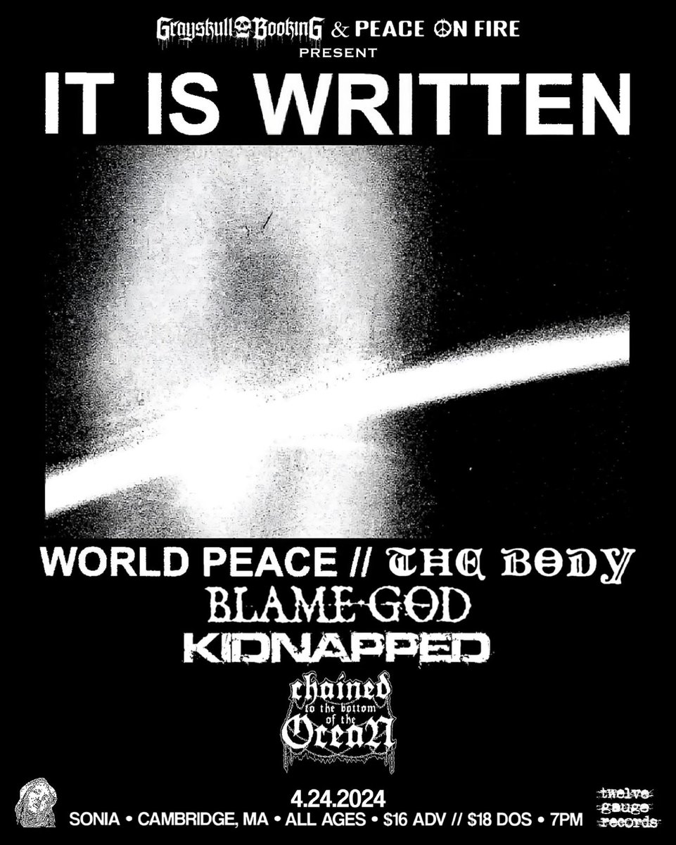 World Peace, The Body, Blame God, Peace Test, E , Don't Grow Old Apr 24, 2024 7:00 PM Sonia All Ages TIX ow.ly/oP0950RlIFp