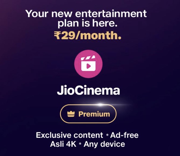 JioCinema introduced a new monthly subscription plan on Thursday, with the lowest tier costing just Rs 29. The plan, even at Rs 29, includes access to full-library of Hollywood content, ad-free experience, and 4K viewing.