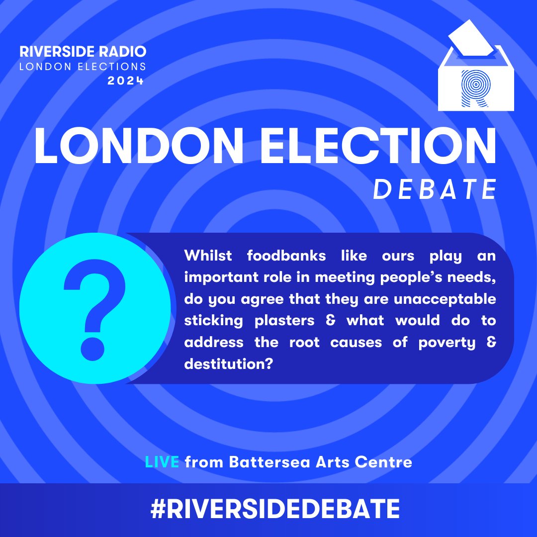 Next Question ❓ of the LONDON ELECTION DEBATE...coming from @WandsworthFB You can follow the debate with #RiversideDebate #RiversideRadio #SouthWestLondon #SWLondon #LondonElections2024 #LondonElects