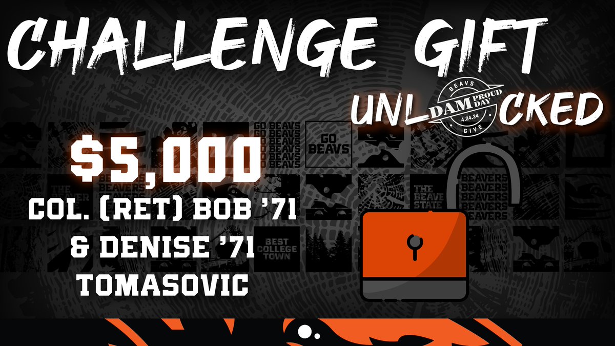 We have unlocked our first challenge gift! $5,000 was unlocked after 75 donations. One more to go! Keep the momentum going and donate now! bit.ly/dpd_wrestling #DamProudDay #BeavsGive