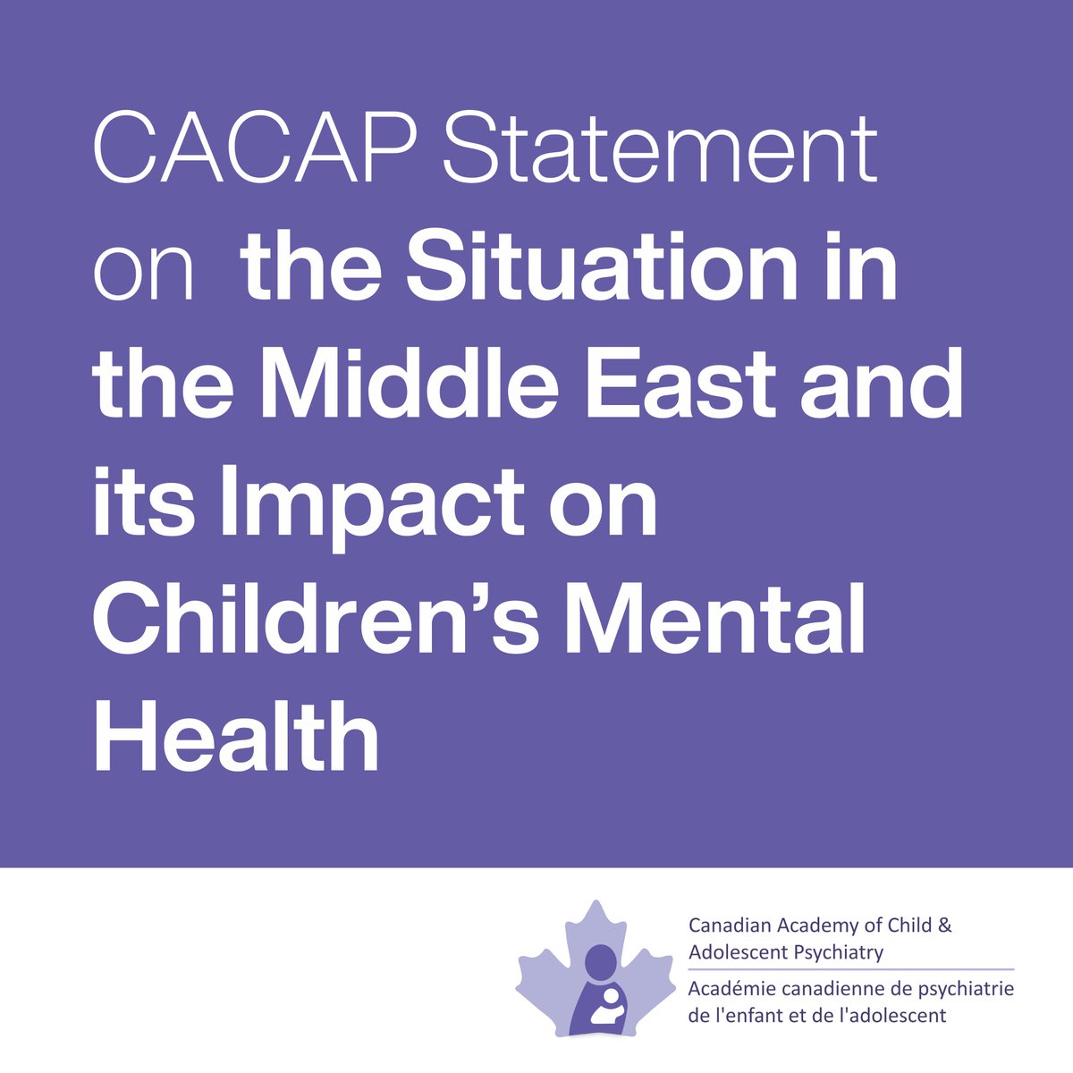 2 weeks ago, CACAP issued a statement on the situation in the Middle East & its impact on children's #mentalhealth. We call upon our colleagues & global leaders to advocate for a ceasefire & return of hostages now: cacap-acpea.org/explore/advoca… #advocacy