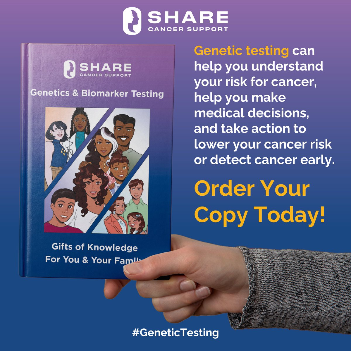 🔍 According to the @NCCN, EVERYONE with metastatic breast cancer should consider genetic testing. Whether you're directly affected by cancer or supporting someone who is, our newest novella is an ESSENTIAL resource. Order your free copy:bit.ly/3JceIQt #GeneticTesting