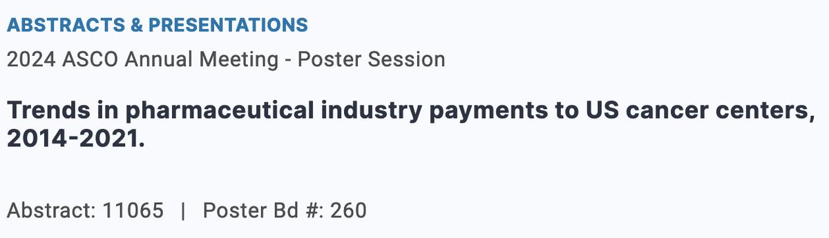 Looking forward to presenting our new findings at #ASCO24! How much industry money do NCI cancer centers receive, relative to public/NCI funding? 🤔